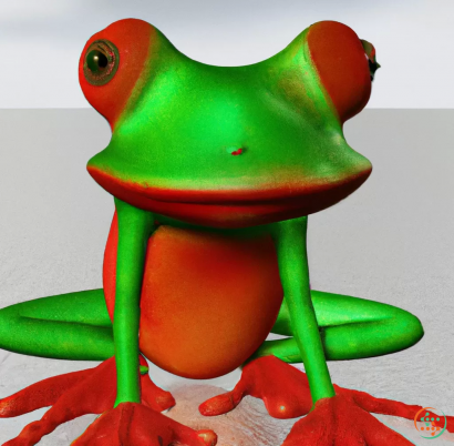 A green frog with a red nose