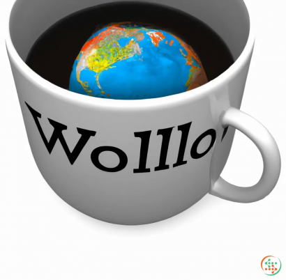 A coffee mug with a world map