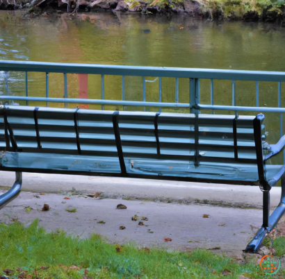 A bench sits by a river