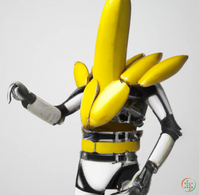 A banana being held by a robot