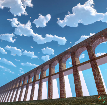 A bridge with blue sky and clouds