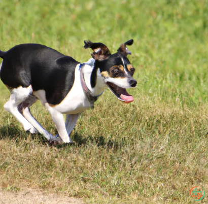 A dog running in a field