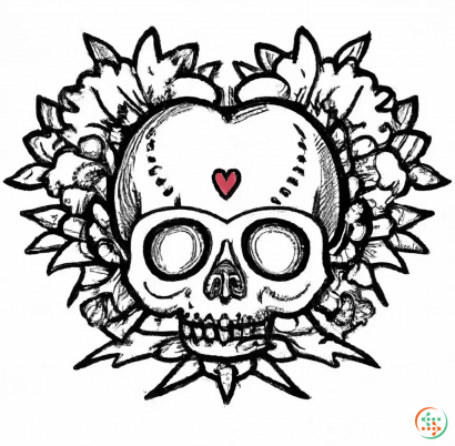 Sacred Heart-skull-brain-flower