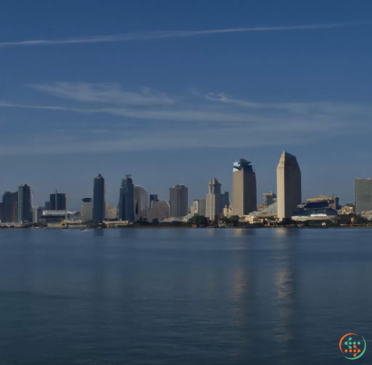 A city skyline across the water