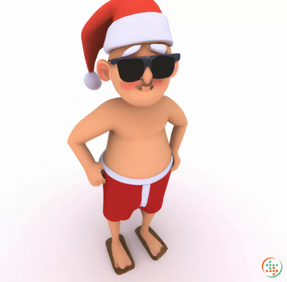 A toy figurine of a person wearing a santa hat and sunglasses