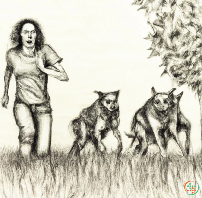 A person running with two tigers