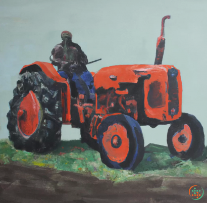 A person riding a tractor