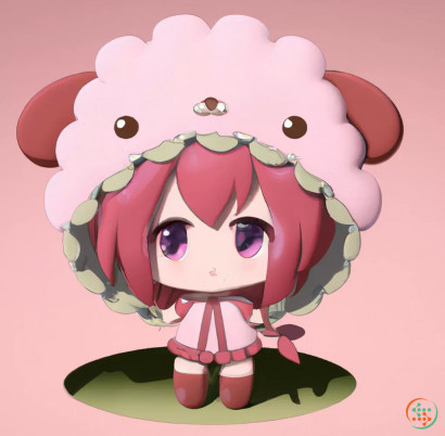 Diagram - Digital Art of sheep, cute, anime, tony tony chopper, pink, bonnet, chibi, young