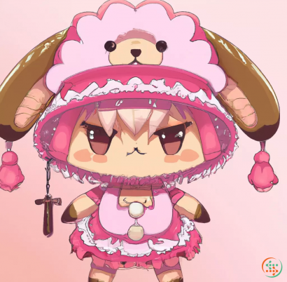 Diagram - Digital Art of sheep, cute, anime, tony tony chopper, pink, bonnet