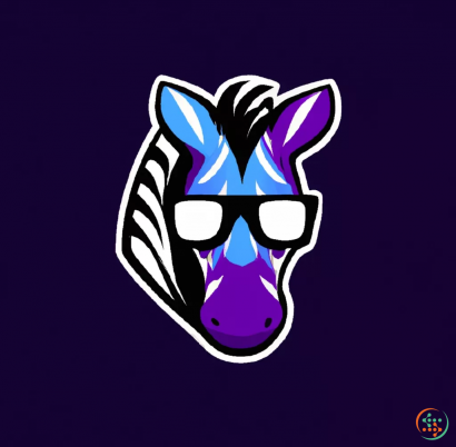 Logo - Digital Art of simple purple and dark blue zebra with glasses logo