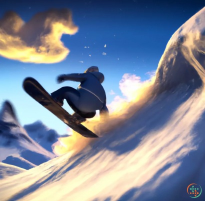 A snowboarder flies through the air