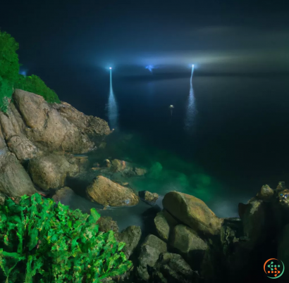 A body of water with rocks and plants around it