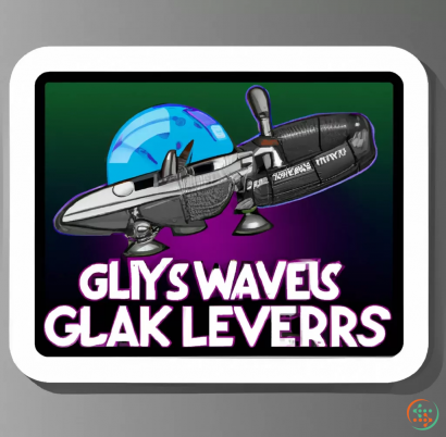 Logo - Photorealistic sticker of futuristic spaceship leaving a planet with caption "Gravity wells are for suckers"