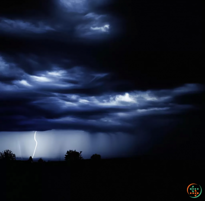 Lightning striking a dark sky