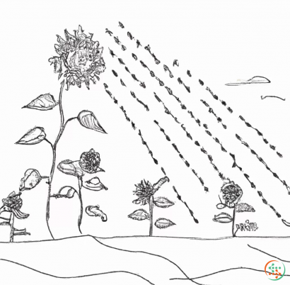 Diagram - One Line Drawing of sunflower wave rain