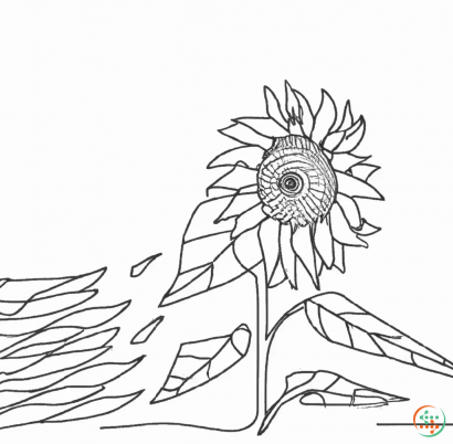 Diagram - One Line Drawing of sunflower wave rain