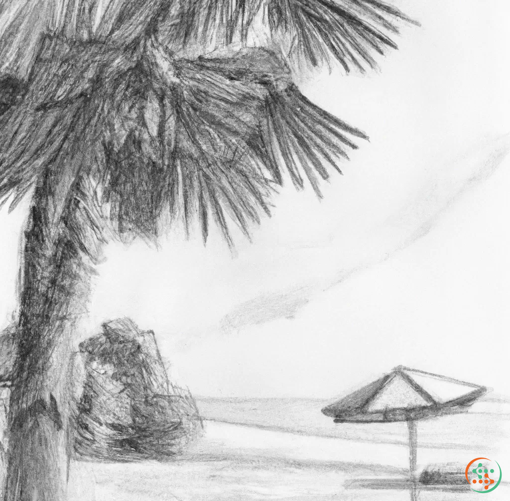 Pencil Drawing Of Sunny Day At The Beach | Artificial Design