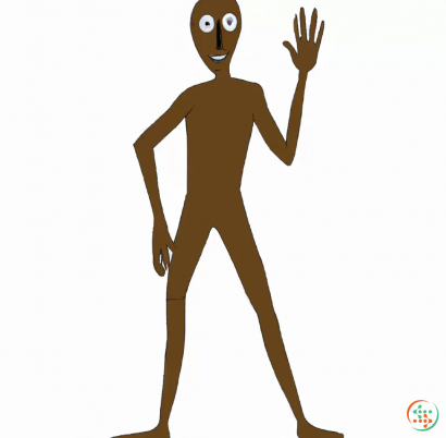 Icon - One Line Drawing of tall humanoid with black skin pointy fingers, 3 hands, long limbs, Blank face, big smile