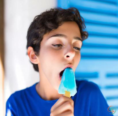 A boy holding a popsicle