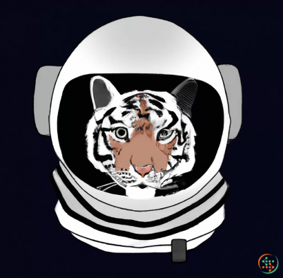 Logo - "the head of a tiger in a cosmonaut’s costume"