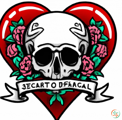 Logo - "The sacred heart" with a hidden human skull depicted as traditional style tattoo art