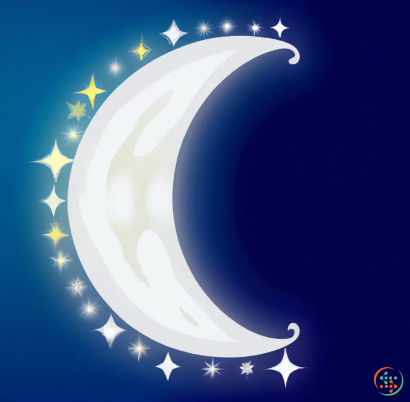 Logo - The sign of a white beam with wings in the form of a crescent moon on the background of space