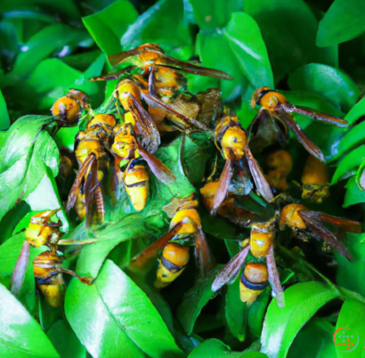 A group of bees on a plant