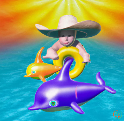 A child riding a dolphin