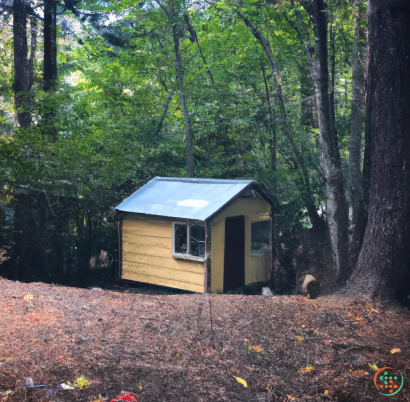 A small yellow house in the woods