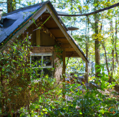 A tree house in the woods