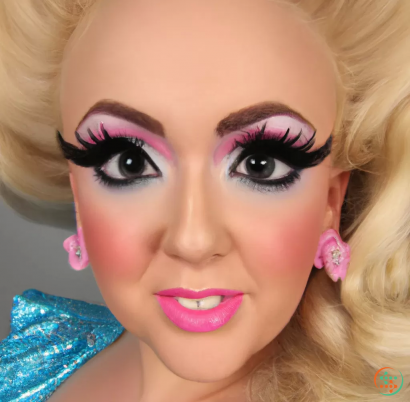 A woman with makeup on her face