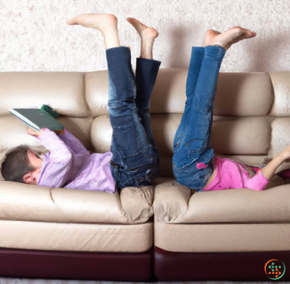 A woman lying on her back on a couch with her legs up