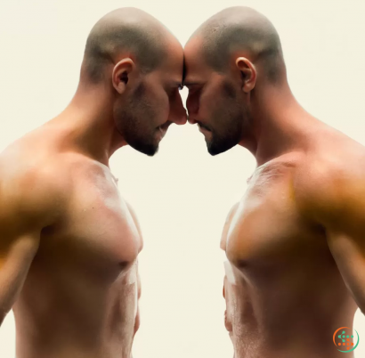 A couple of men kissing