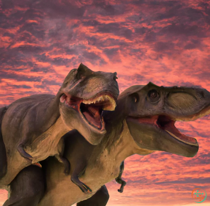 A dinosaur with its mouth open next to a dinosaur