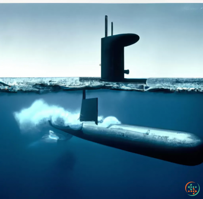 A submarine in the water