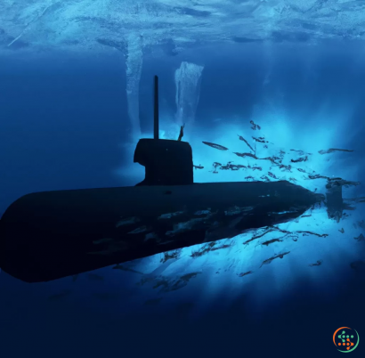 A submarine in the water