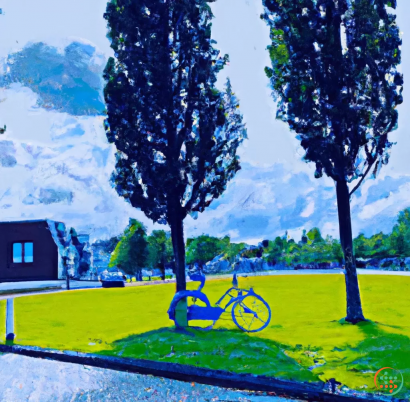 A bicycle parked on a lawn