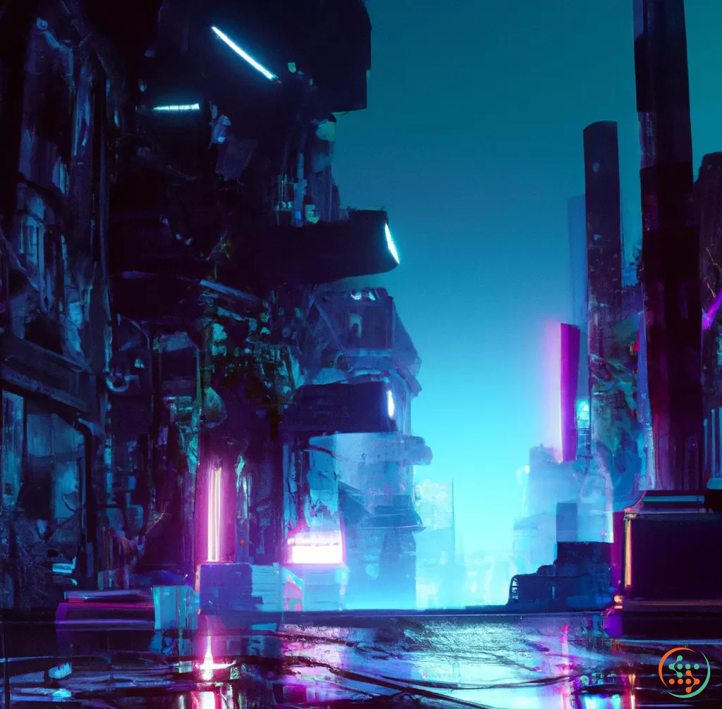 War Ruins Cyber City Street, Cyberpunk | Artificial Design