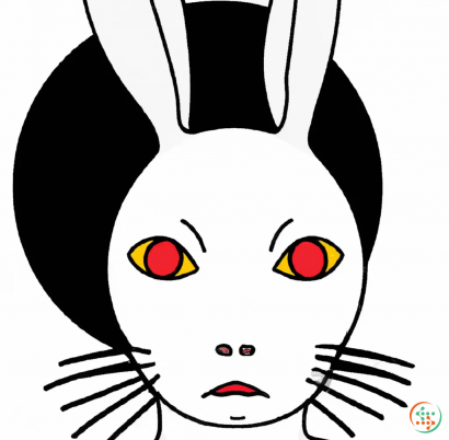 Icon - white rabbitfolk druid with red eyes and black moon mark on forehead