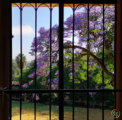 A window with flowers outside