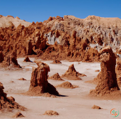 A rocky desert landscape with Goblin Valley State Park in the background